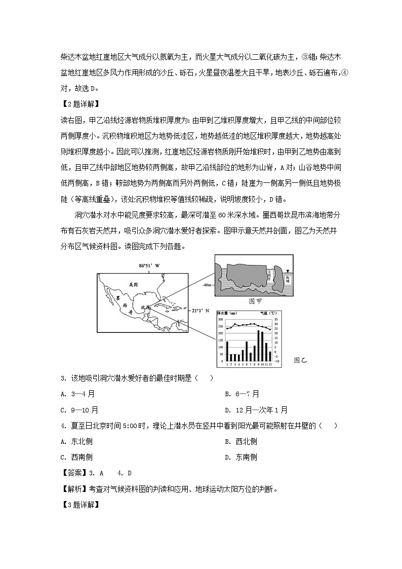 【地理】江苏省扬州市2019届高三考前调研测试（解析版）02