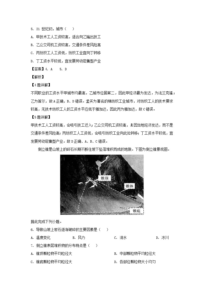 【地理】河北省唐山市第一中学2019届高三下学期冲刺（四）（解析版） 试卷03