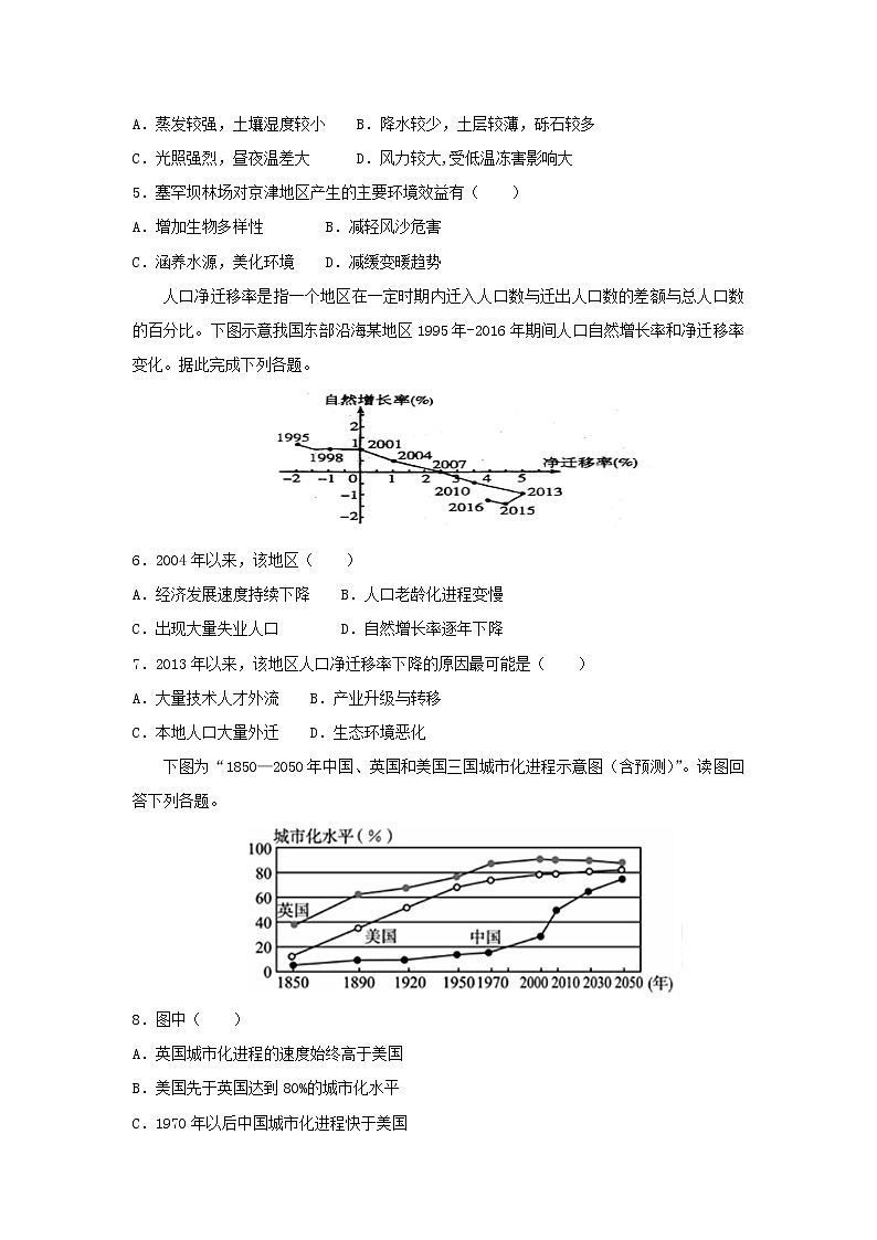 【地理】河北省武邑中学2019届高三下学期第一次质检第2页