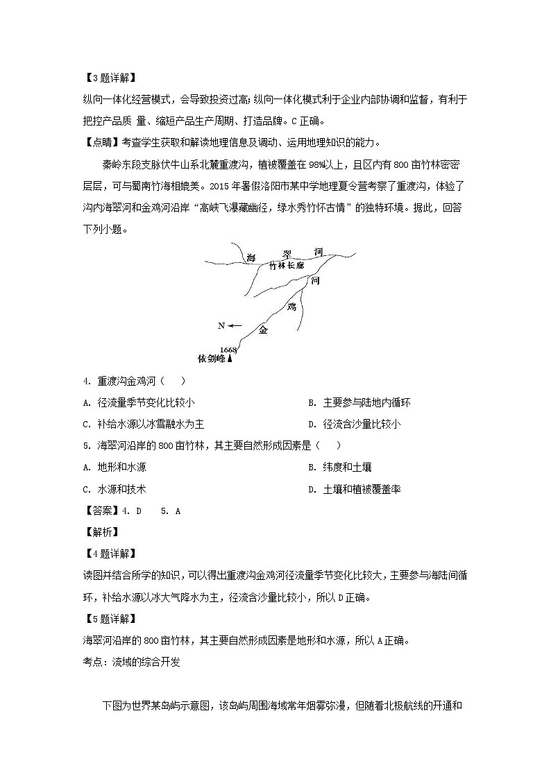 【地理】河南省商丘市第一高级中学2019届高三（B部）押题卷（解析版）02