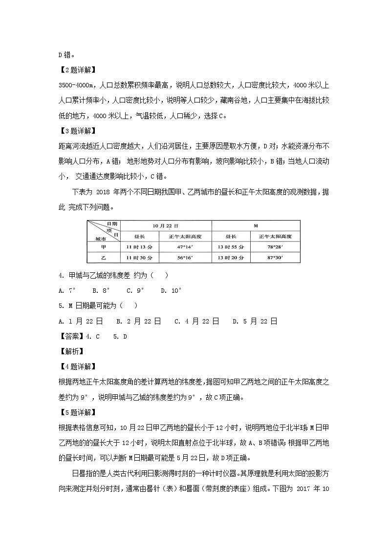 【地理】福建省闽侯县第四中学2019届高三上学期开学考试（解析版）02