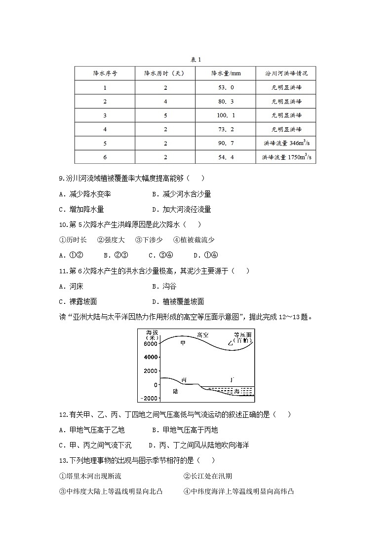【地理】福建省厦门市湖滨中学2019届高三上学期第一次阶段检测03