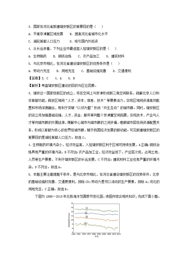 【地理】广东省中山市第一中学2019届高三入门考试（解析版）02
