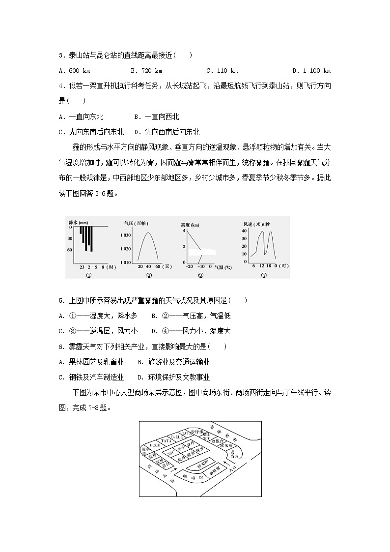 【地理】辽宁省瓦房店市第三高级中学2019届高三上学期期中考试02