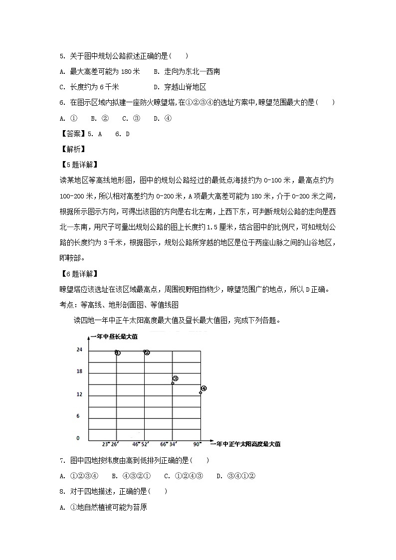 【地理】宁夏石嘴山市第三中学2019届高三上学期期中考试（解析版）第3页