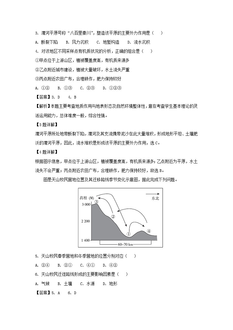 【地理】陕西省西安中学2019届高三上学期期中考试（解析版）02