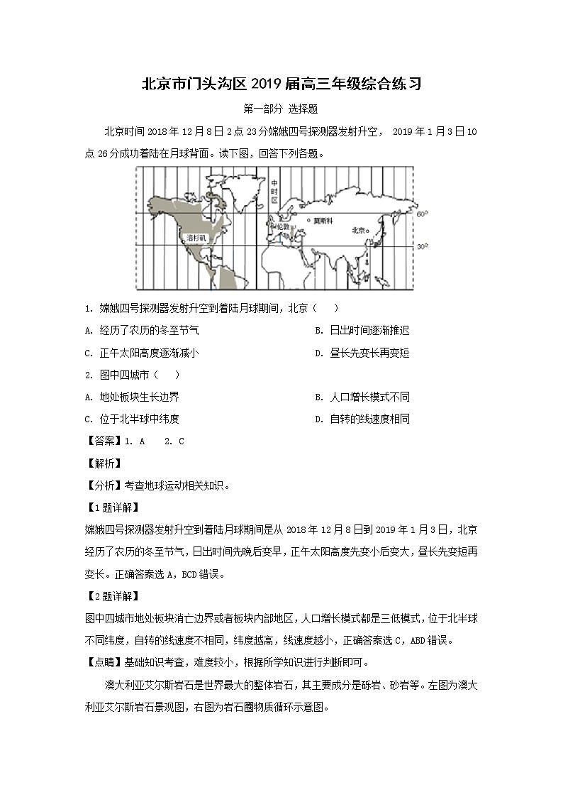 【地理】北京市门头沟区2019届高三年级综合练习（解析版）第1页