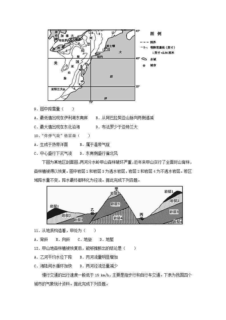 【地理】天津市七校（静海一中、宝坻一中、杨村一中等）2019届高三上学期期末考试03