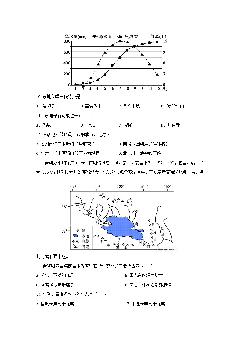 【地理】福建省福州八县一中2019届高三上学期期中考试03