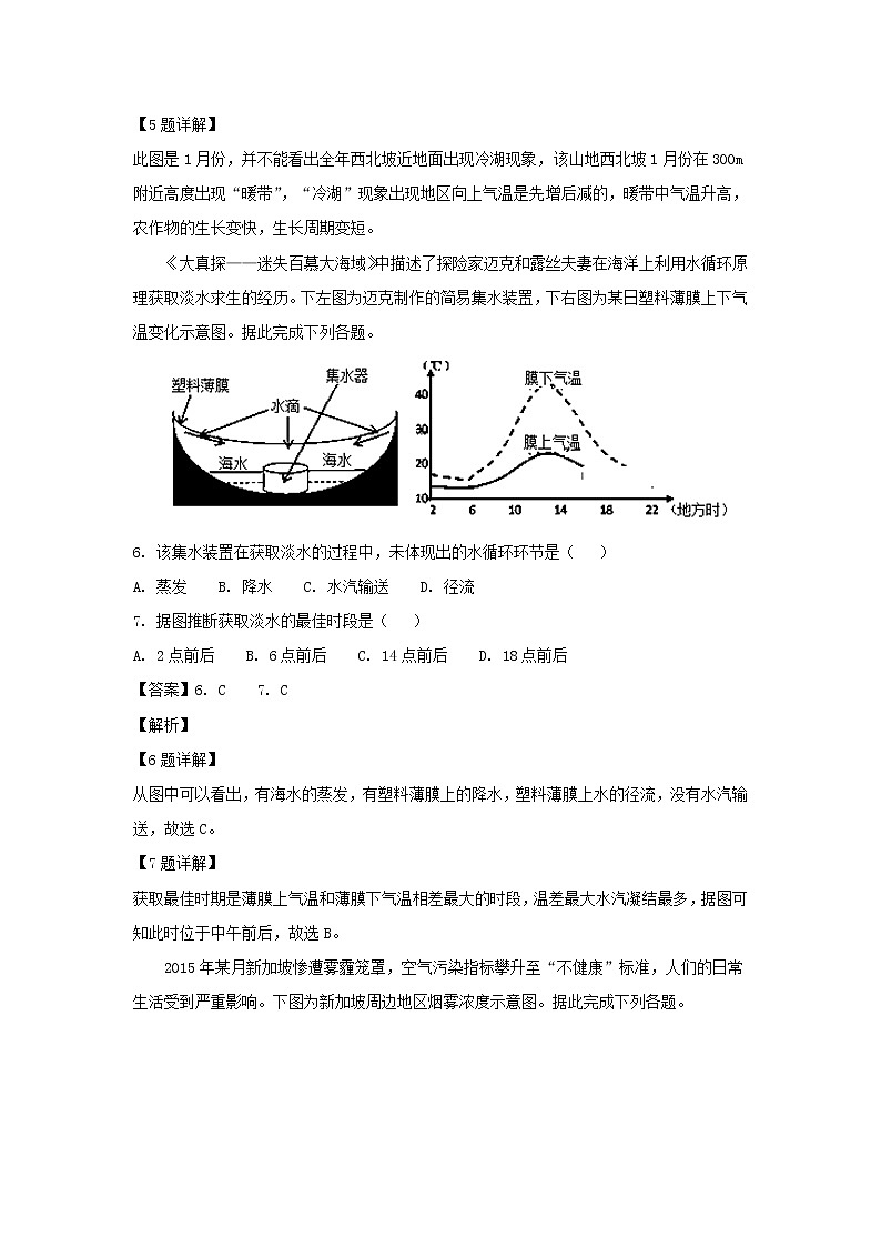 【地理】福建省厦门市湖滨中学2019届高三上学期期中考试03