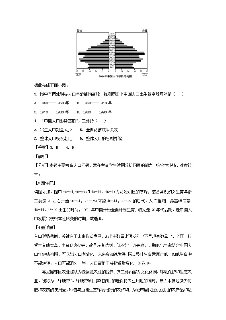 【地理】黑龙江省哈尔滨市第六中学2019届高三上学期期末考试（解析版）02