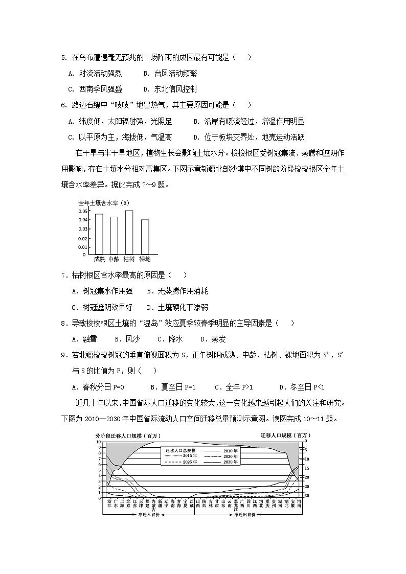 【地理】江西省临川第一中学2019届高三上学期期末考试 (1)02