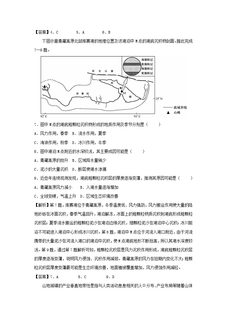 【地理】陕西师大附中2019届高三下学期高考模拟（解析版） 试卷03
