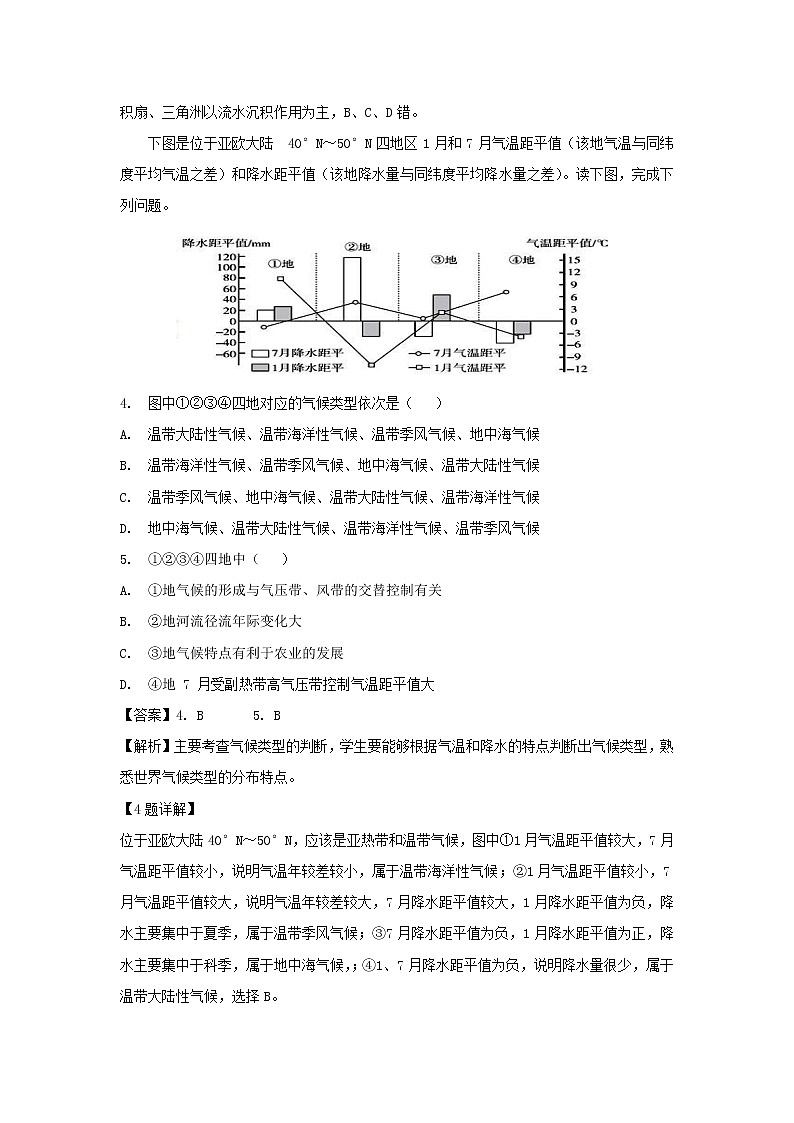 【地理】四川省绵阳南山中学2019届高三上学期一诊模拟考试（解析版）02