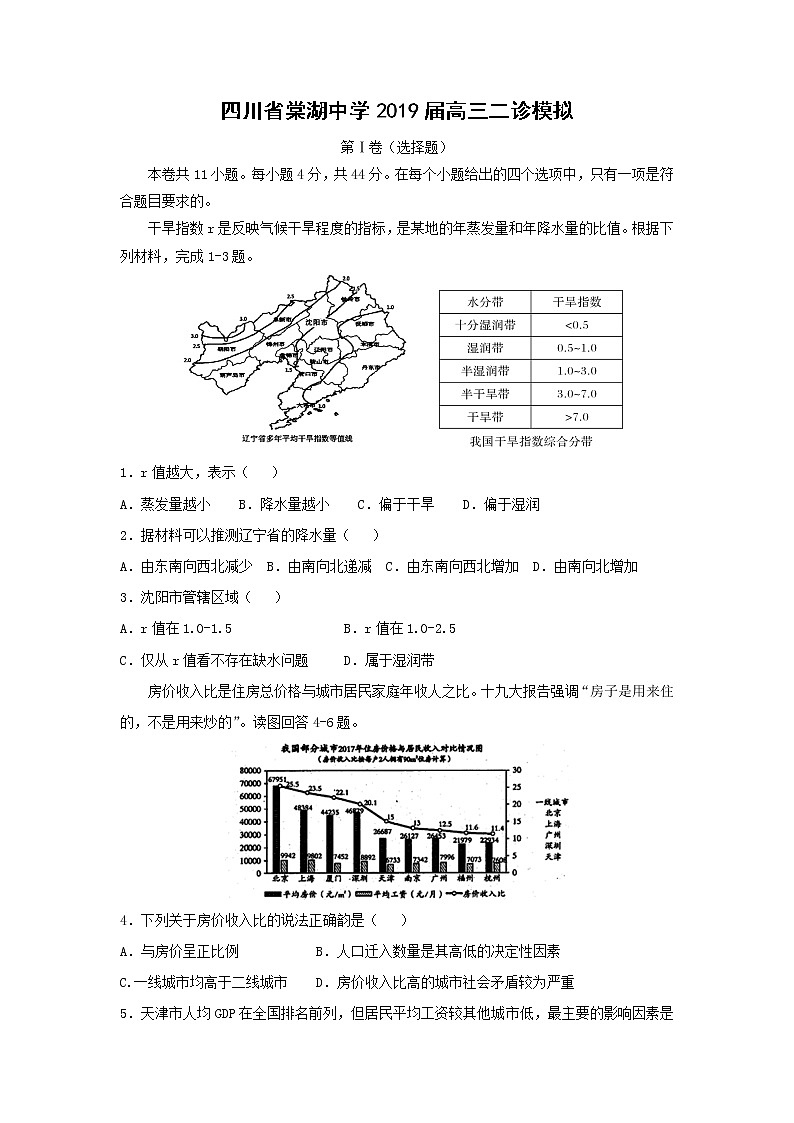 【地理】四川省棠湖中学2019届高三二诊模拟 试卷01