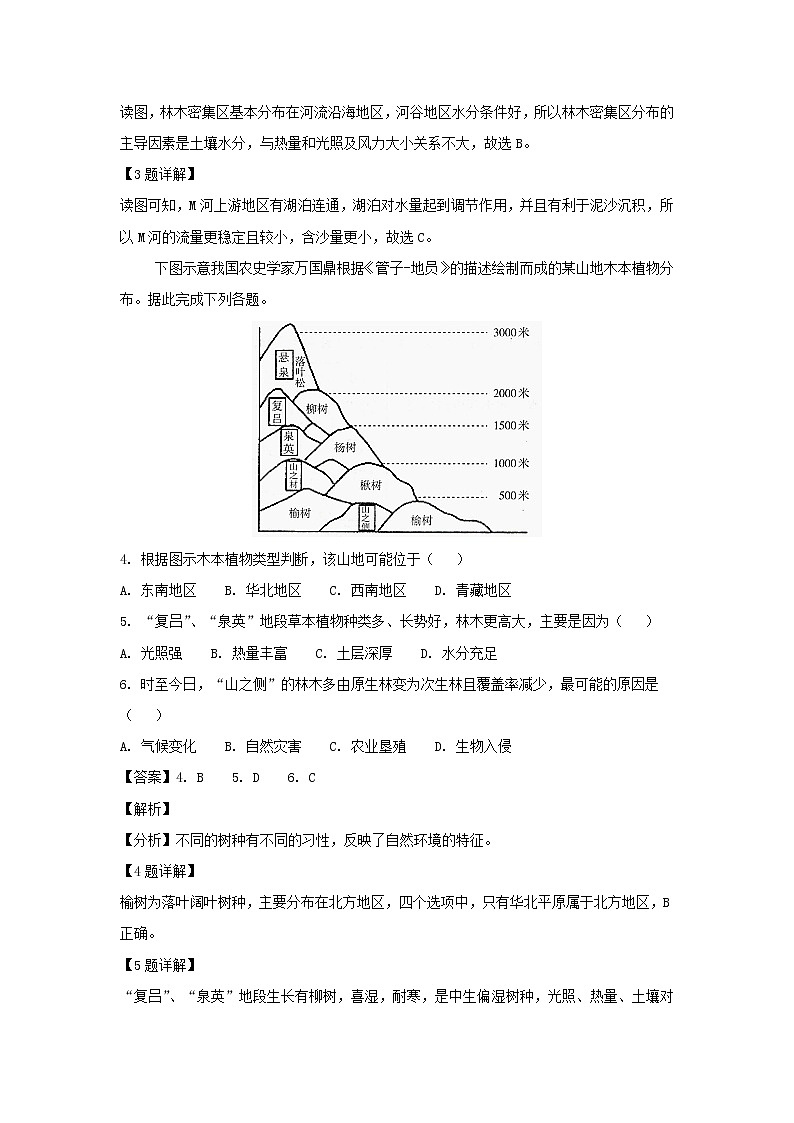 【地理】四川省宜宾市第四中学2019届高三二诊模拟考试（解析版）02