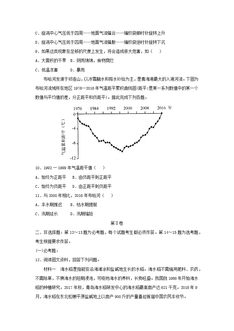 【地理】山东省巨野一中2019届高三下学期模拟 试卷03