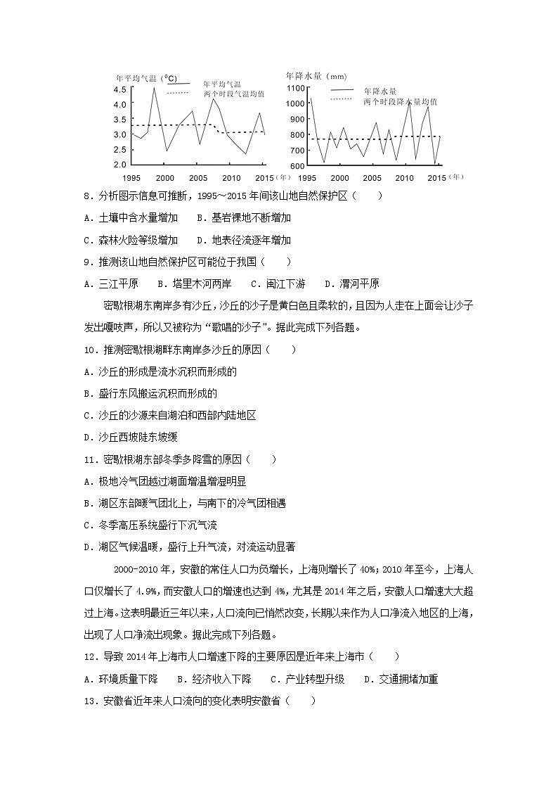 【地理】山东省师范大学附属中学2019届高三第五次模拟考试03