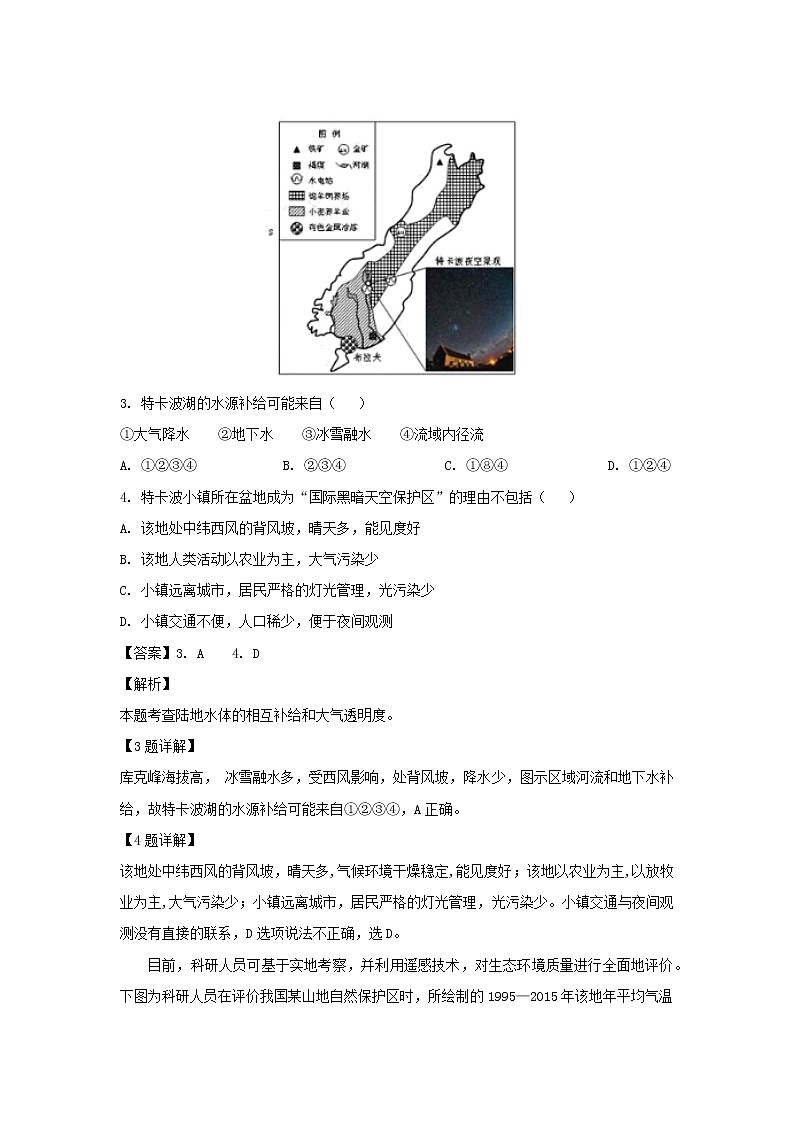 【地理】山东省实验中学2019届高三第二次模拟（6月）（解析版） 试卷02