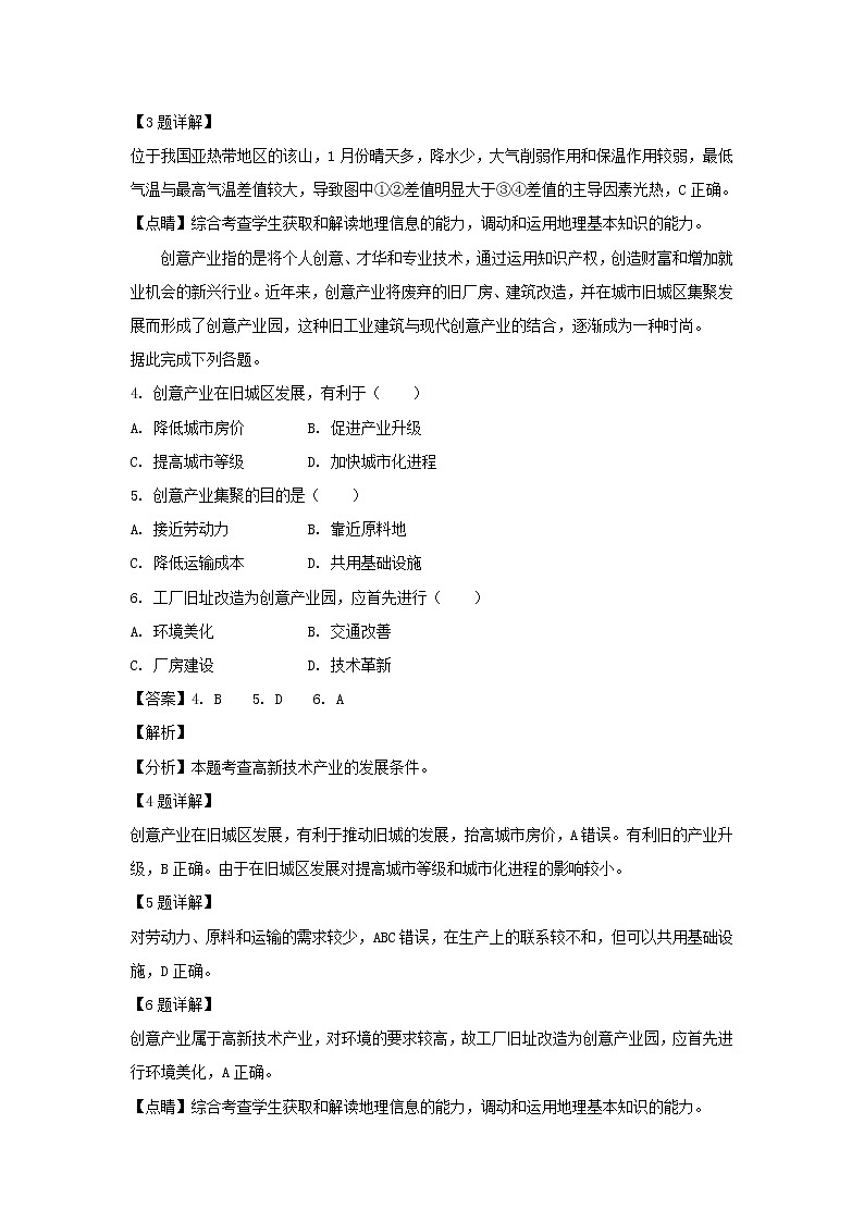 【地理】山东省烟台市2019年高三下学期第一次模拟（解析版） 试卷02
