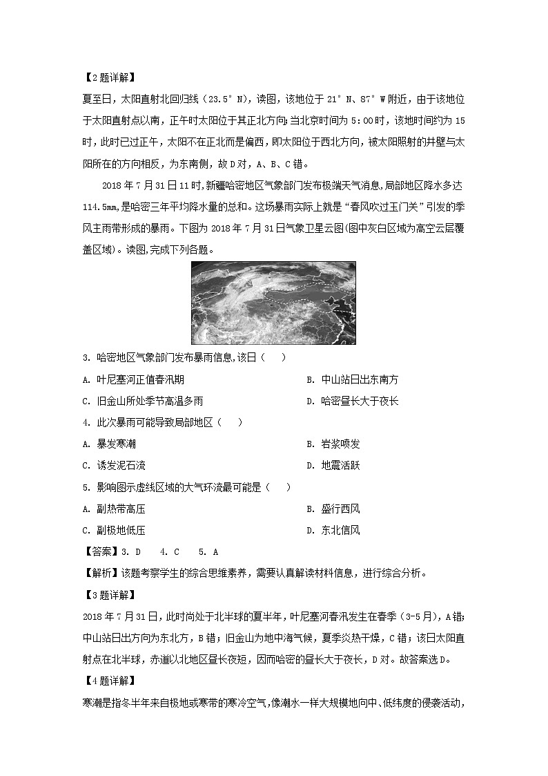 【地理】山东省枣庄市部分中学2019届高考终极押题卷（解析版）02