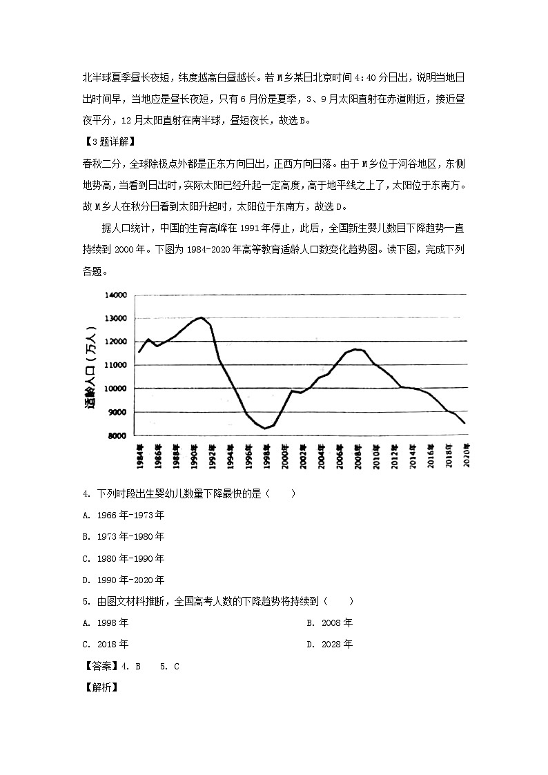 【地理】湖南省百所名校大联考（长郡、湖南师范大学附属中学等）2019届高三高考冲刺（解析版） 试卷02
