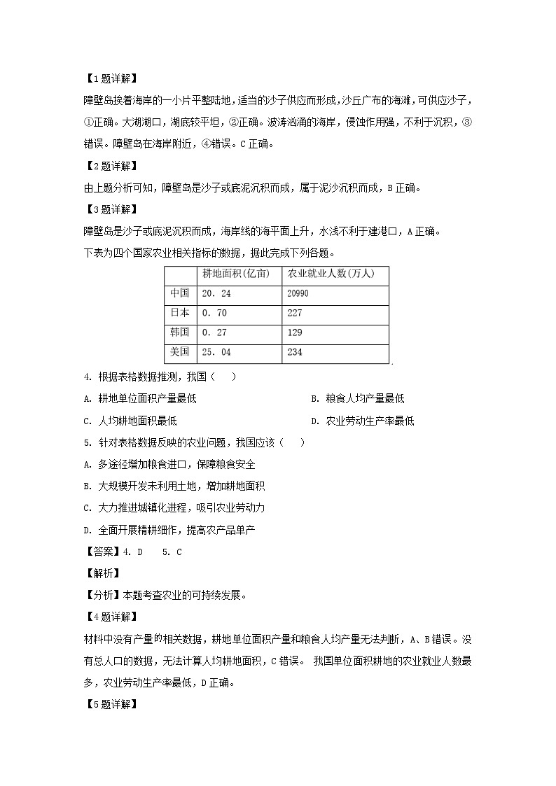 【地理】广东省汕头市2019届高三第一次（3月）模拟（解析版） 试卷02
