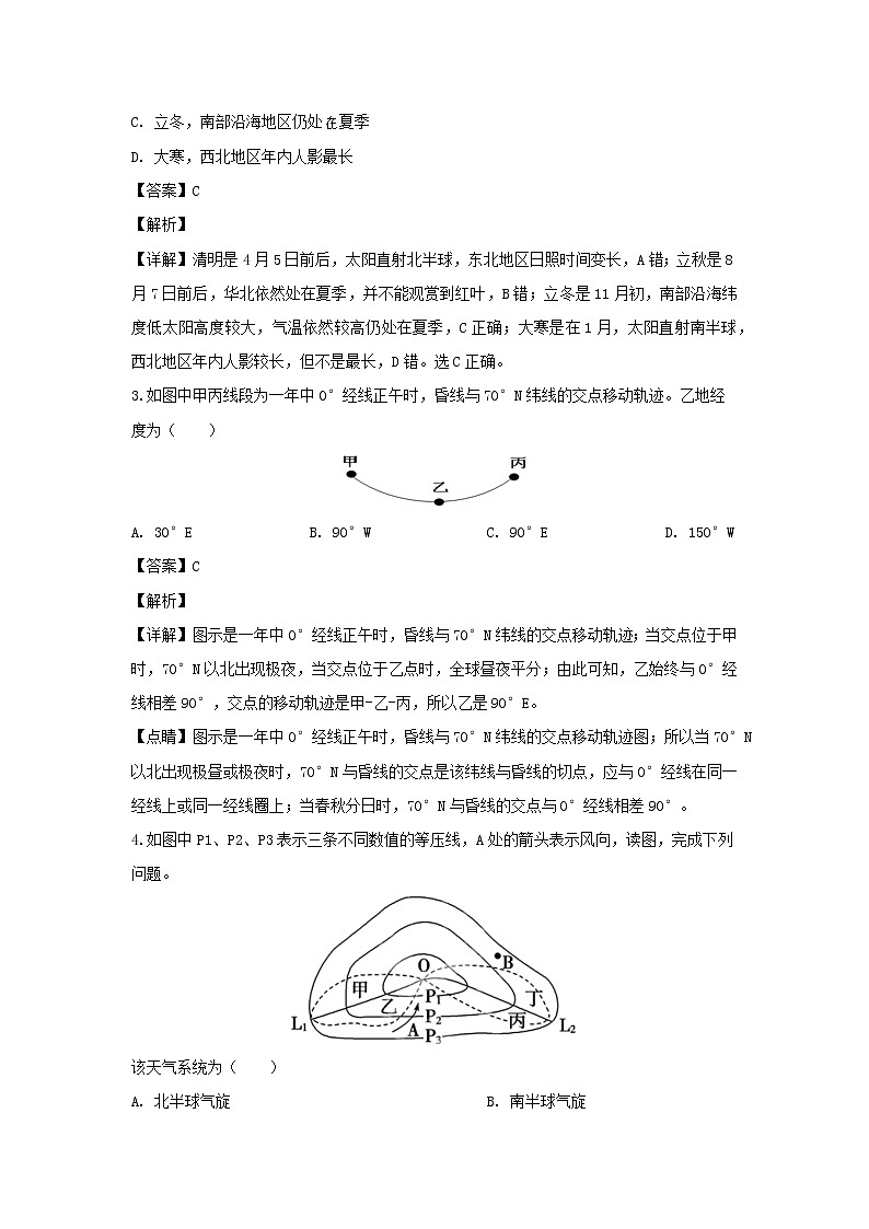 【地理】广东省兴宁市坭陂中学2019届高三下学期3月模拟试题（解析版）02