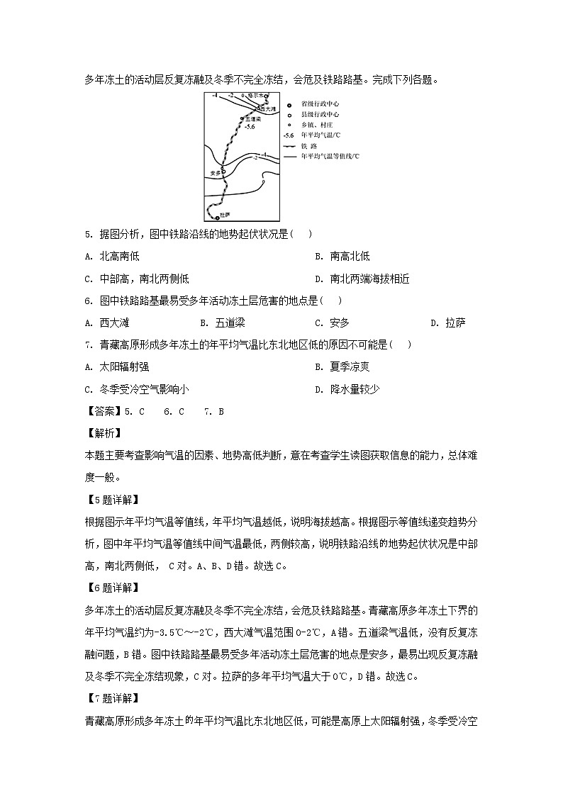 【地理】河北省武邑中学2019届高三下学期第一次模拟考试（解析版）03