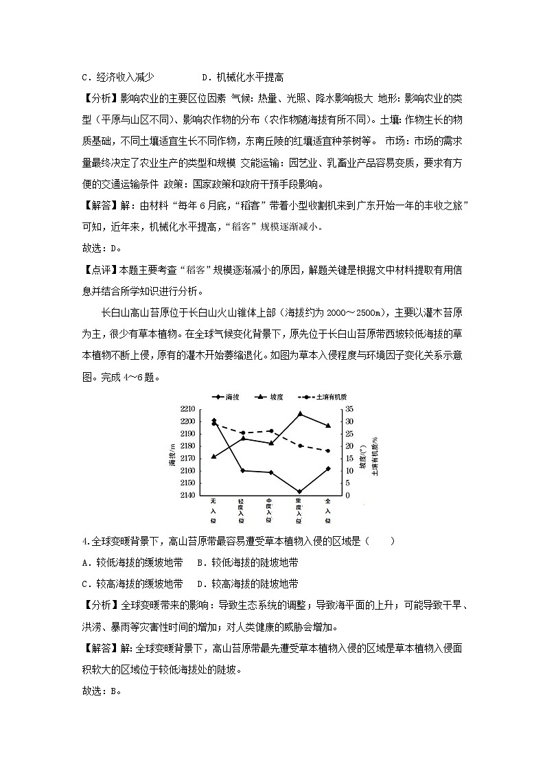 【地理】黑龙江省哈尔滨六中2019届高考模拟试卷（二）（解析版）02