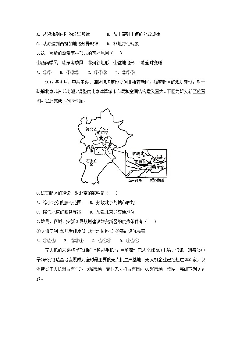 【地理】安徽省定远重点中学2019届高三下学期第一次模拟考试第2页