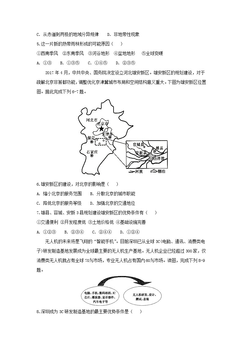 【地理】安徽省定远重点中学2019届高三下学期第一次模拟考试第2页
