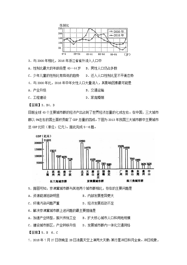 【地理】福建省2019年1月普通高中学业水平考试仿真模拟试题102