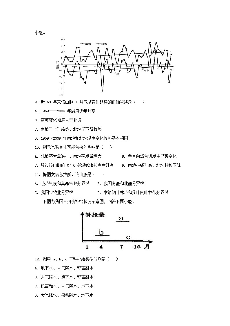 【地理】甘肃省嘉峪关市酒钢三中2019届高三上学期第二次模拟 试卷03