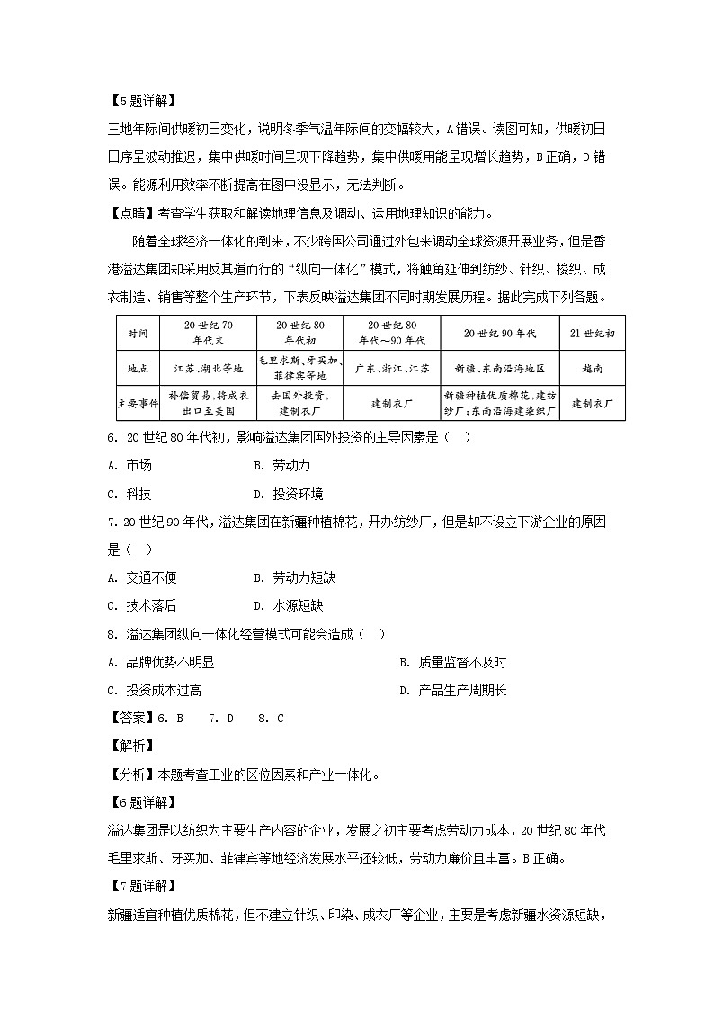 【地理】甘肃省天水一中2019届高三下学期第三次模拟考试（解析版）第3页