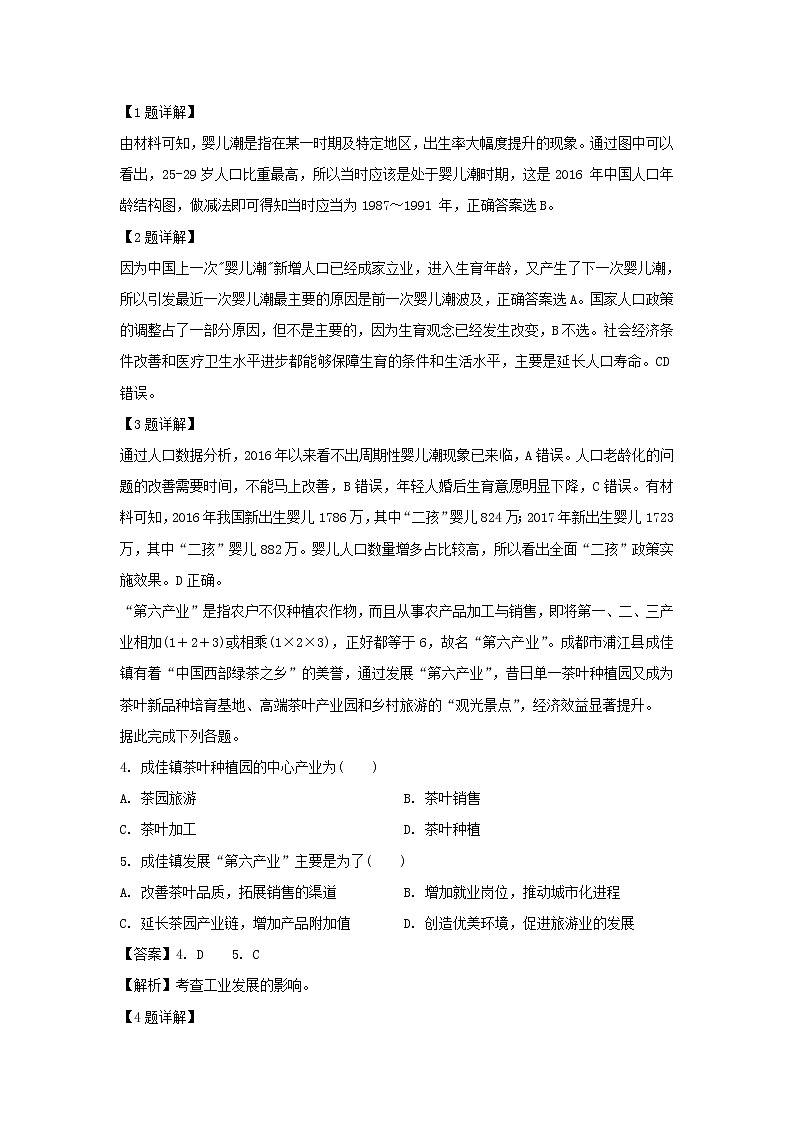 【地理】四川省成都外国语学校2018-2019学年高二3月月考试题（解析版）02