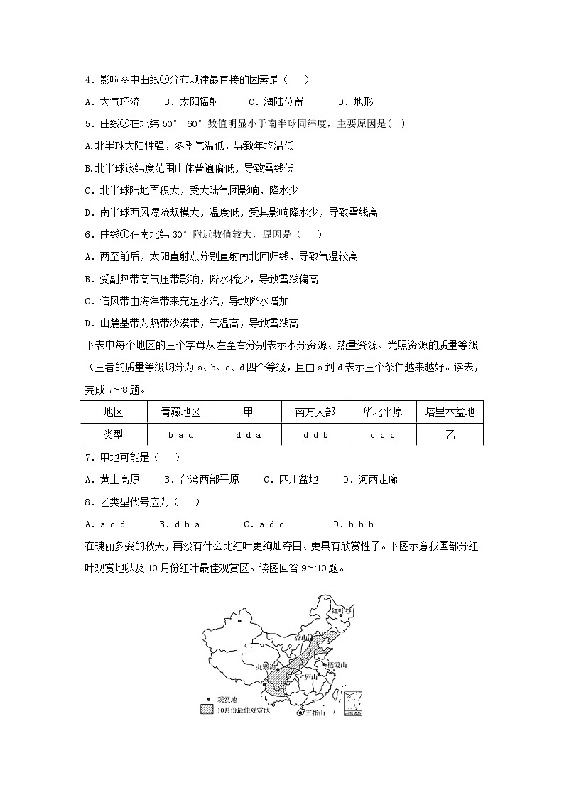 【地理】新疆奎屯市第一高级中学2018-2019学年高二下学期第二次月考试题第2页