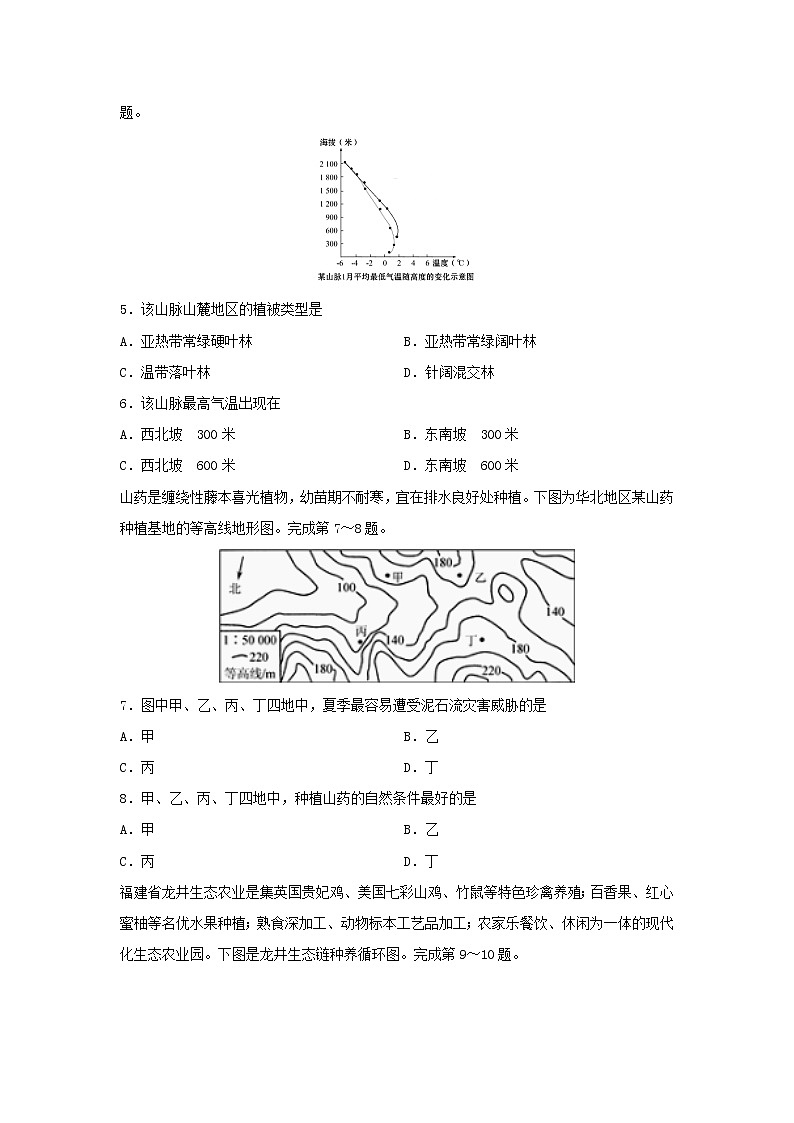 【地理】浙江省丽水市四校联考2018-2019学年高二3月月考试题02