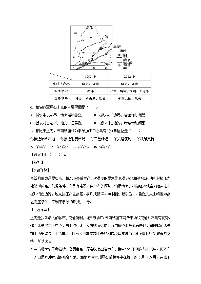 【地理】浙江省温州市求知中学2018-2019学年高二下学期第一次月考试题（解析版）03