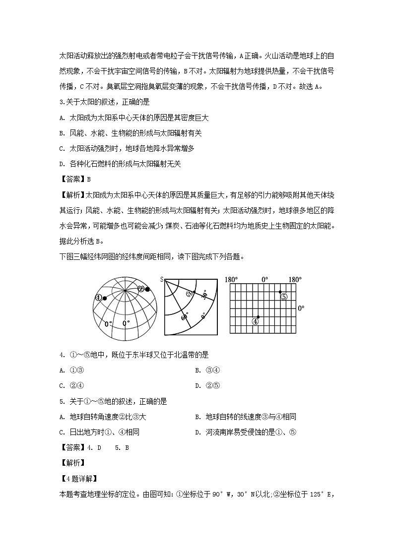 【地理】江苏省扬州中学2018-2019学年高二下学期5月月考（选修）试题（解析版）02