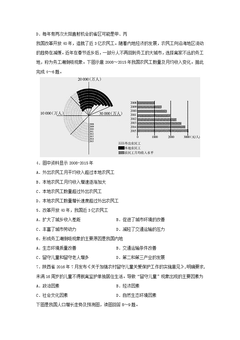 【地理】内蒙古杭锦后旗奋斗中学2018-2019学年高二下学期第一次月考试题第2页
