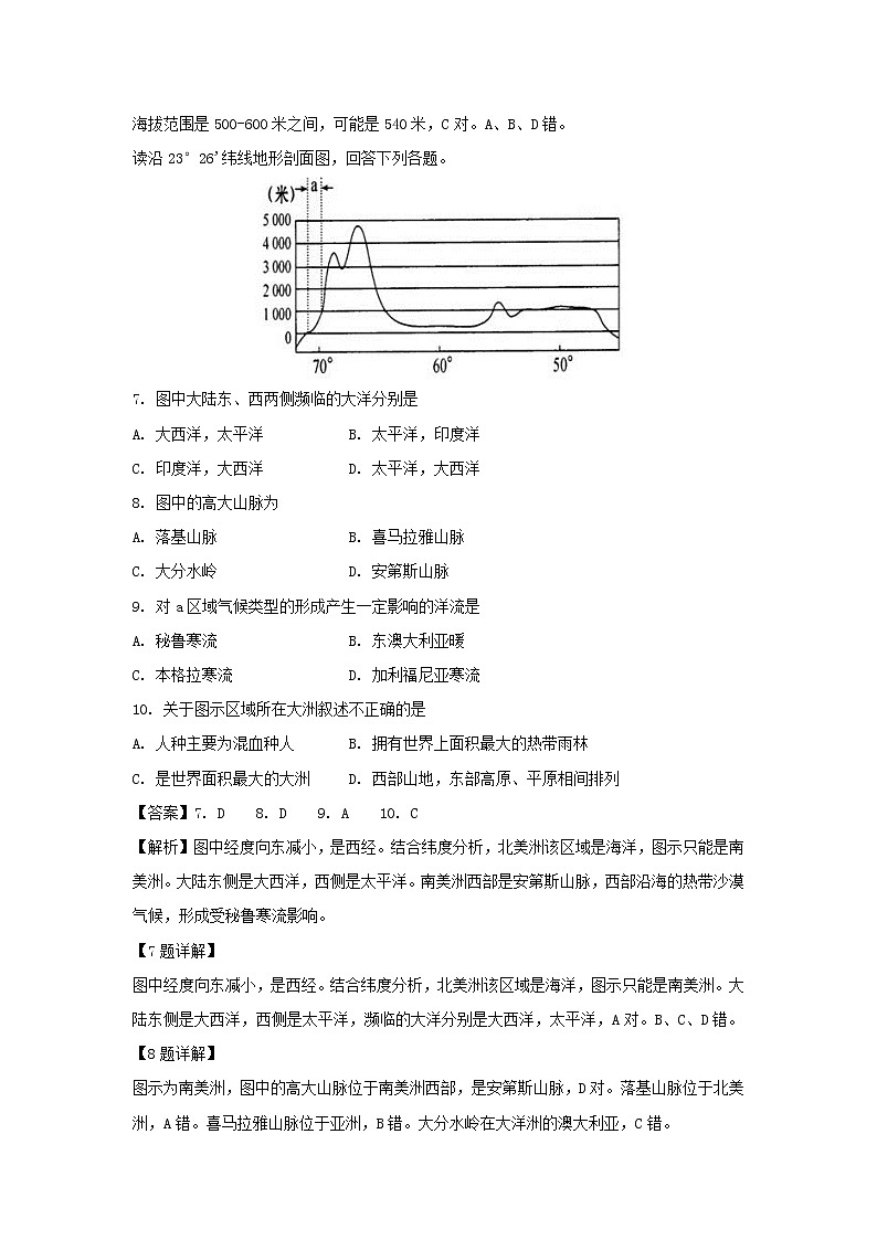 【地理】山东省淄博市淄川中学2018-2019学年高二下学期第一次月考试卷（解析版）03