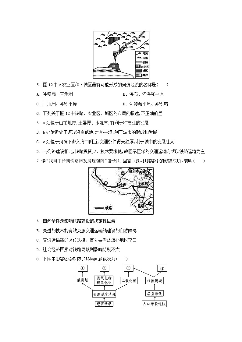 【地理】山西省平遥县和诚高考补习学校2019-2020学年高二8月月考试题02