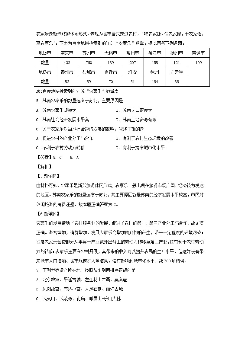 【地理】河南省西华县第一高级中学2018-2019学年高二下学期第一次月考试题（解析版）03