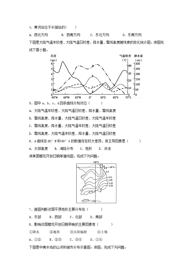【地理】黑龙江省鹤岗市第一中学2018-2019学年高二下学期第二次月考试题第2页