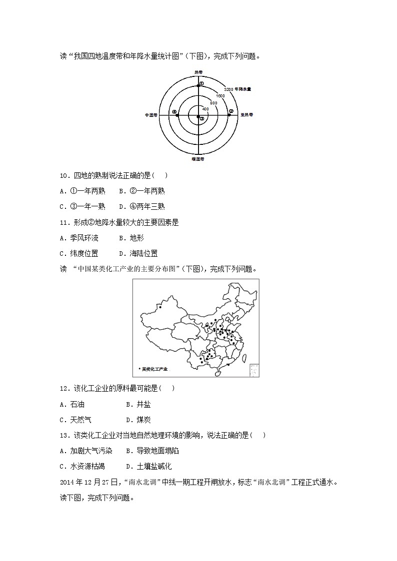 【地理】四川省宜宾市第四中学2018-2019学年高二12月月考试题（解析版）203