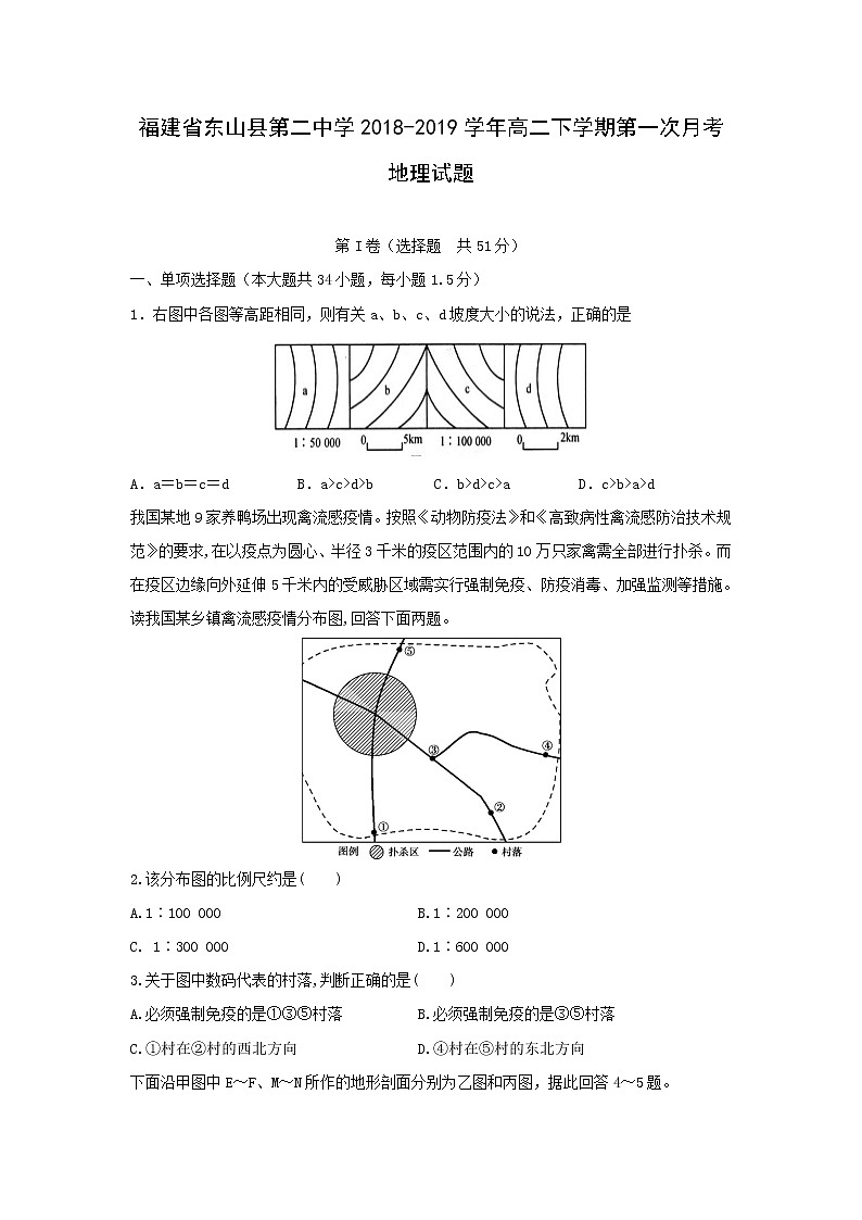 【地理】福建省东山县第二中学2018-2019学年高二下学期第一次月考试题01