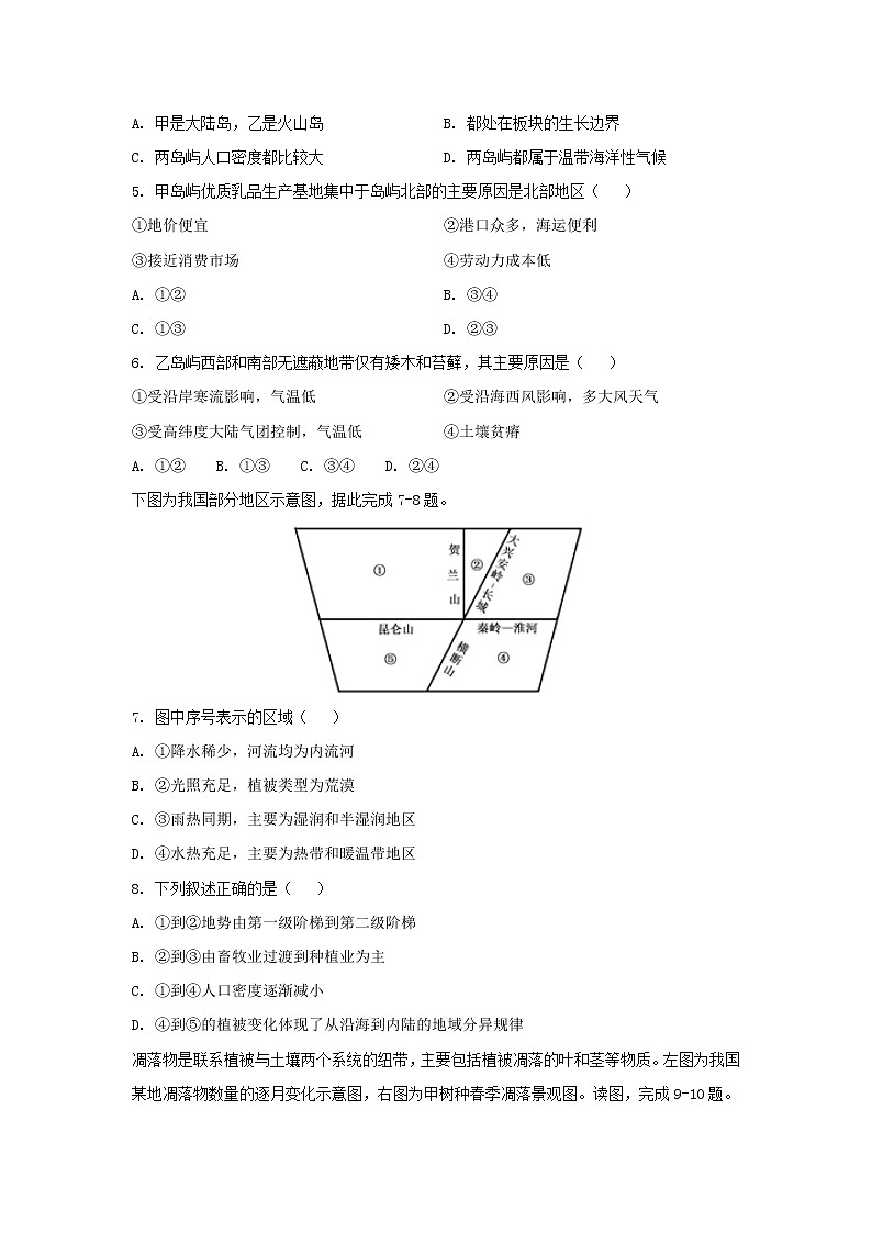 【地理】福建省南安市侨光中学2018-2019学年高二5月月考试题02