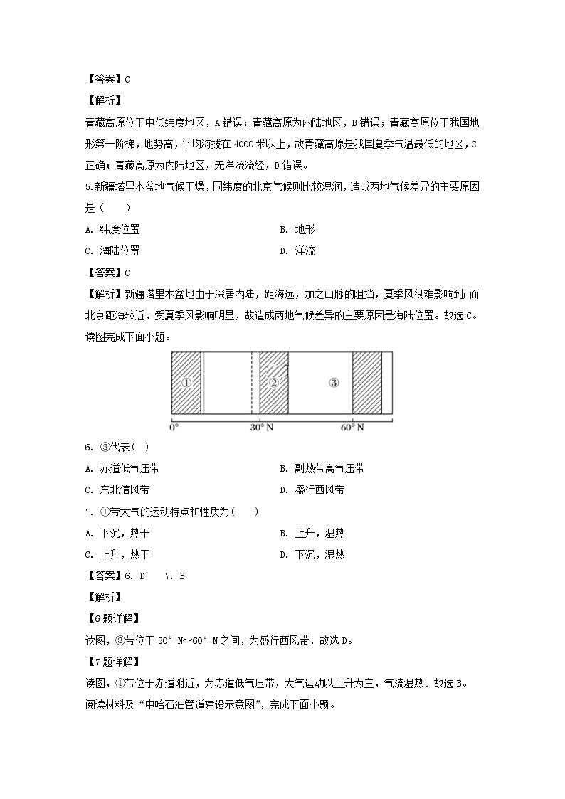 【地理】山西省吕梁育星中学2018-2019学年高二上学期第三次月考试卷（解析版）02