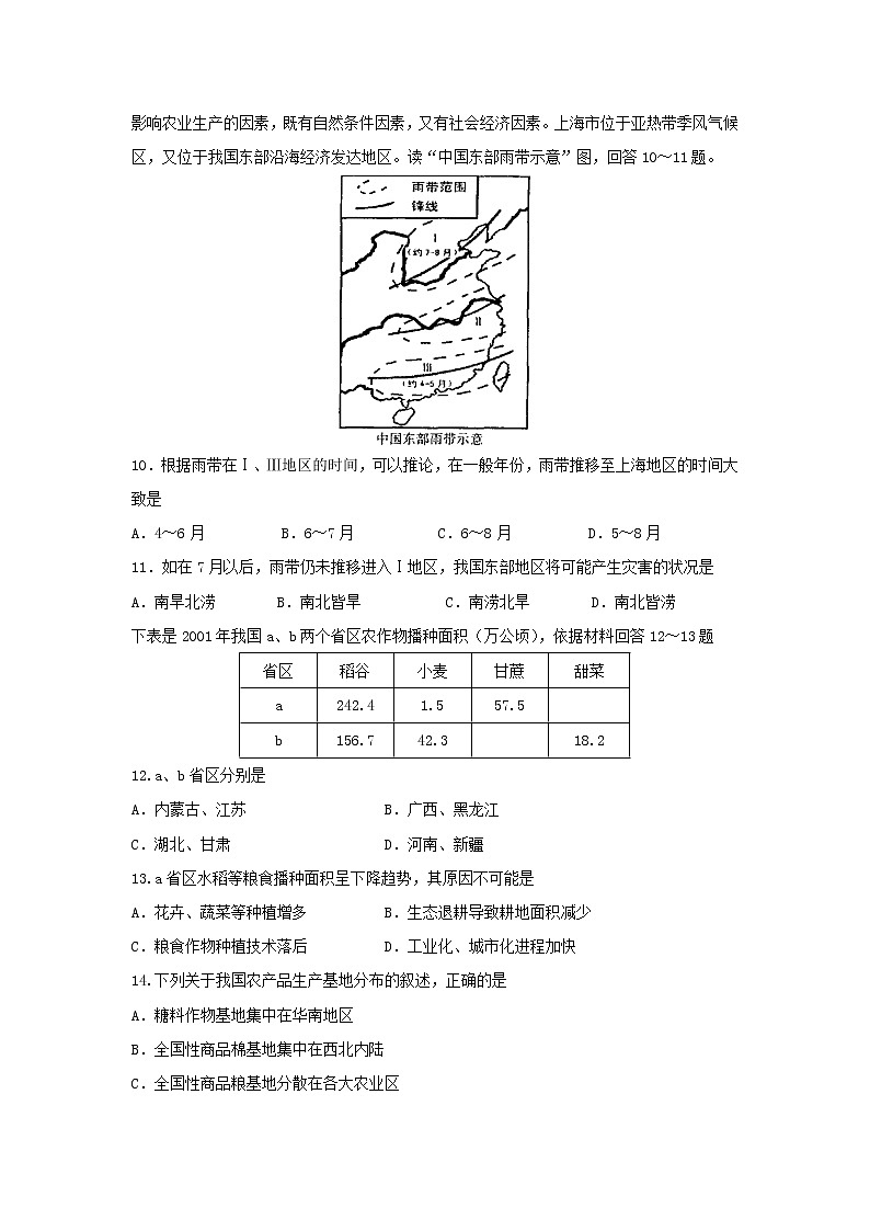 【地理】四川省成都七中实验学校2018-2019学年高二10月月考试题03